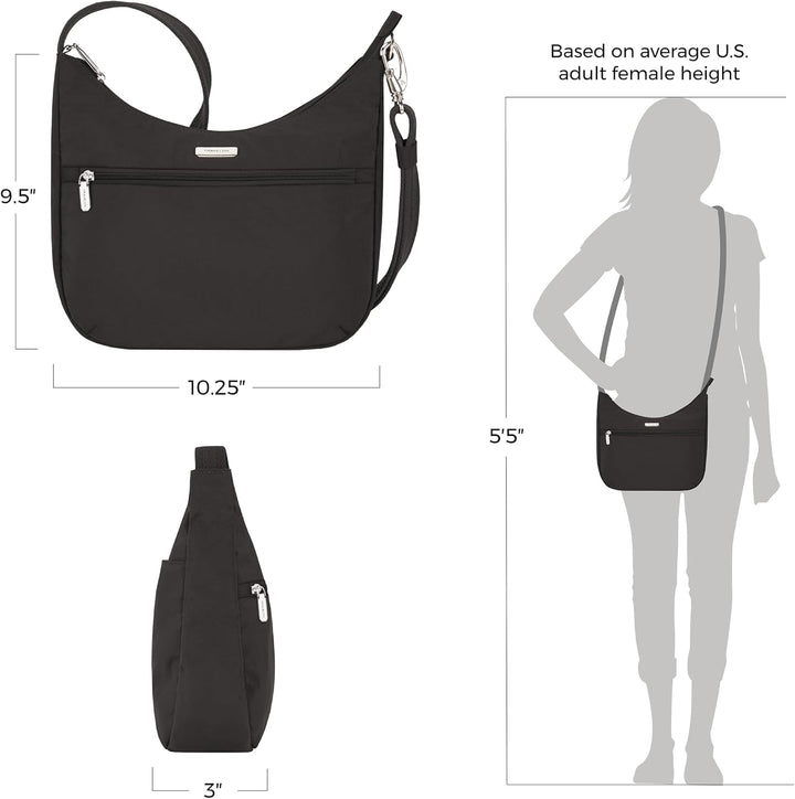 Travelon Unisex Essentials Anti-Diebstahl aufgesetzte Tasche Crossbody-Tasche Patch Crossbody Schwar