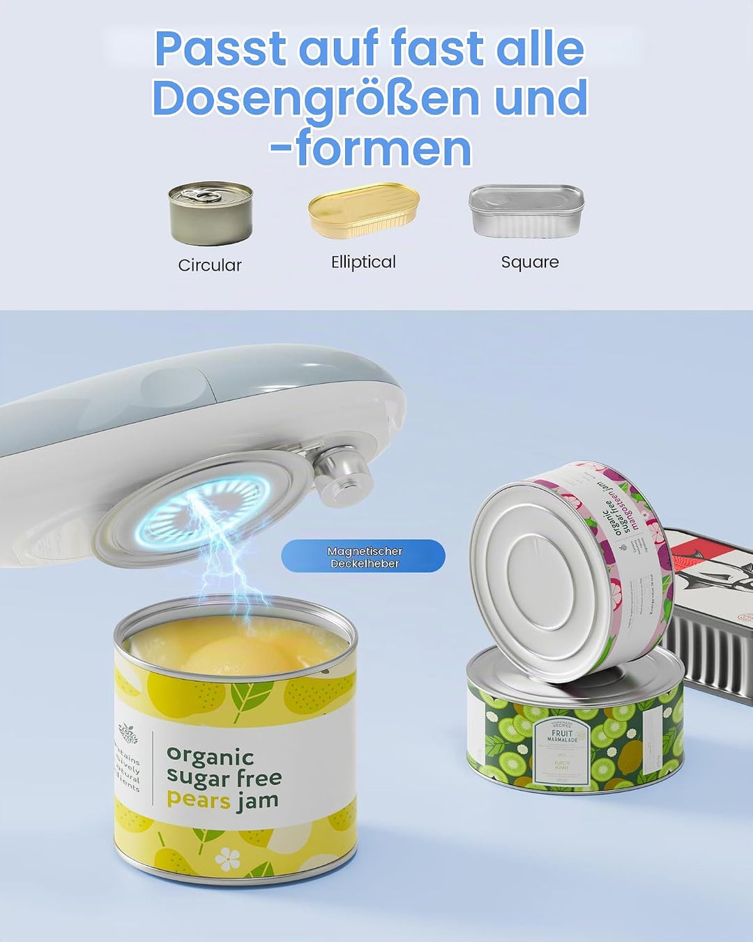 Elektrischer Dosenöffner, One Touch Automatischer Dosenöffner Elektrischer, Automatische 360°-Drehun