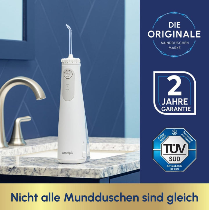 Waterpik Pearl Kabellose Munddusche, entfernt 99,9% des Plaques, Power Akku (9 Wochen Nutzung), 2x e