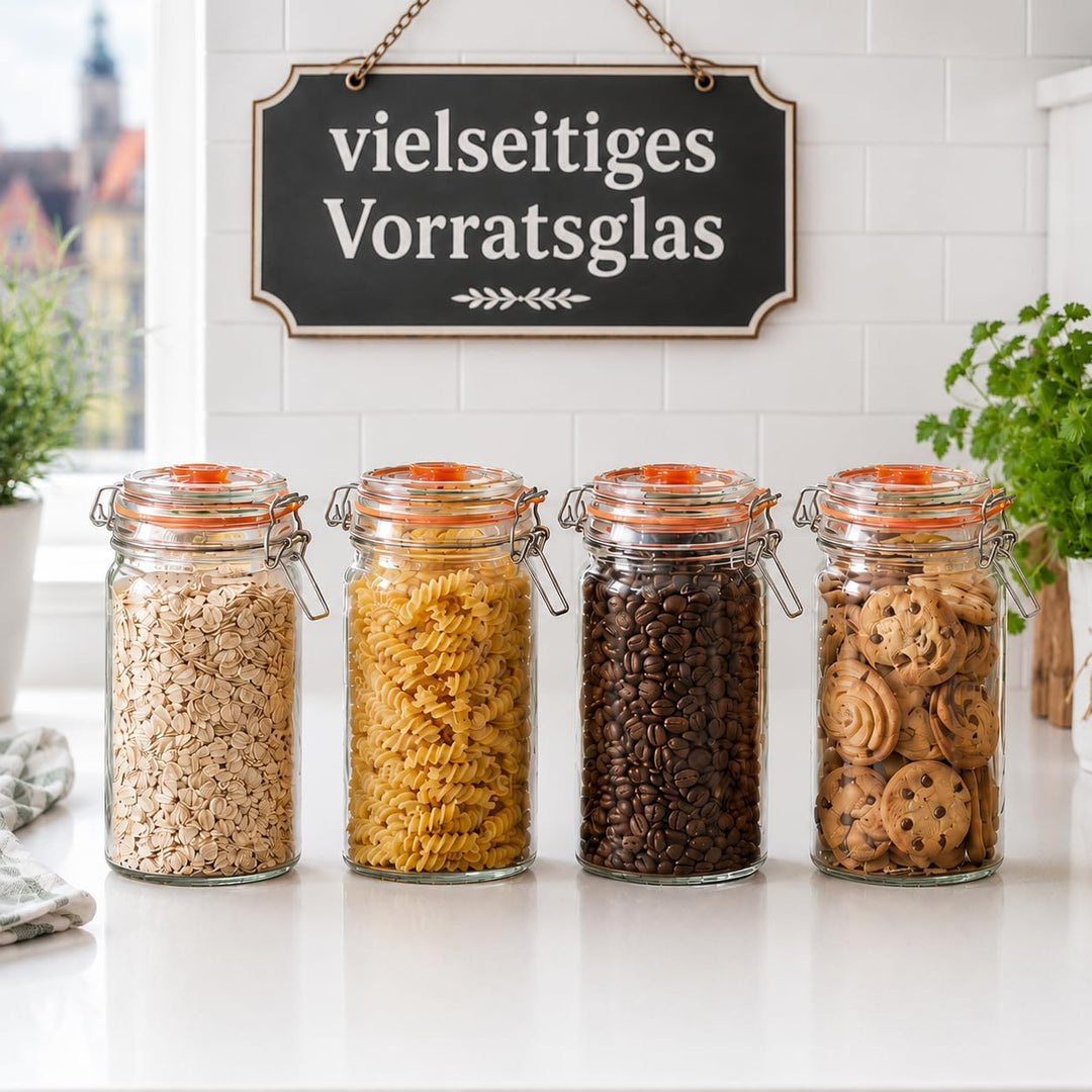 Fermentiergläser, je 1 L, eckige Glas-Fermentiergläser mit Glasgewicht für Sauerkraut, Kimchi, Pickl