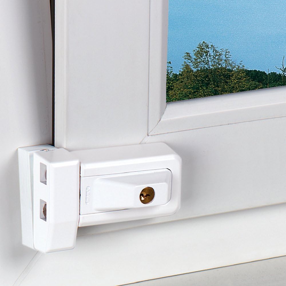 ABUS Fenster-Zusatzsicherung 3030 AL0145 - Schwenkbares Sicherheitsschloss für Fenster und Türen, gl