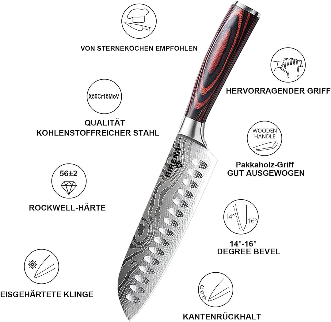 AIRENA Küchenmesser Set,3-tlg Messerset aus hochwertigem Carbon Edelstahl, Profi Messer set mit 8" K