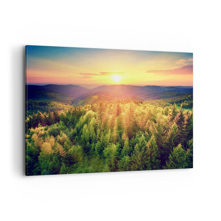ARTTOR Bilder auf Leinwand 100x70cm Leinwandbild mit Rahmen Berge Natur Gross Wanddeko Bild Schlafzi