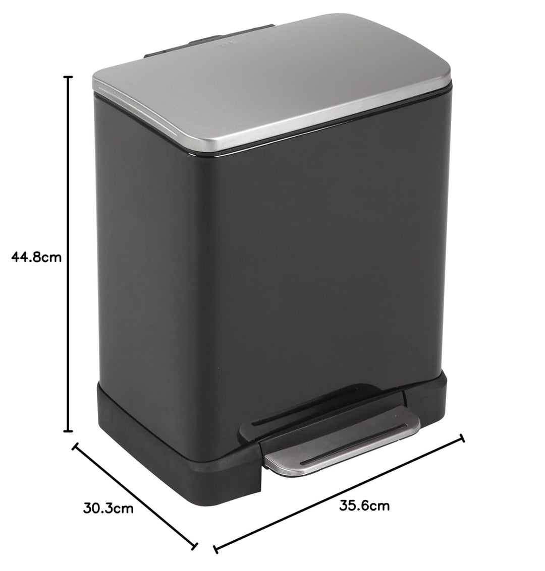 EKO E-Cube Tretmülleimer 20L Metall (32 x 36.6 x 44.5 cm, Dämpfer-System, Fingerabdruck frei, Stay-O