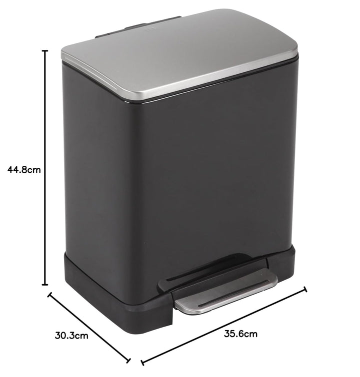 EKO E-Cube Tretmülleimer 20L Metall (32 x 36.6 x 44.5 cm, Dämpfer-System, Fingerabdruck frei, Stay-O