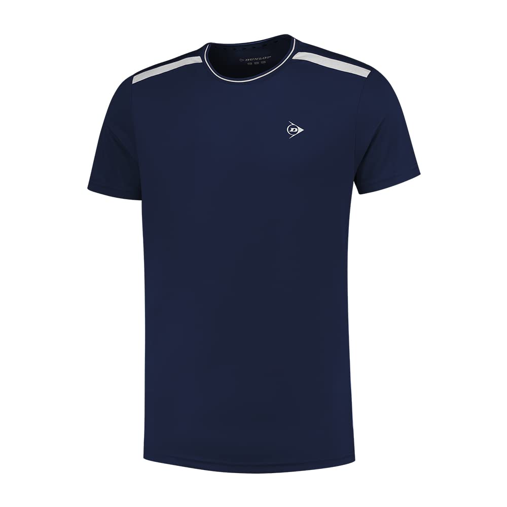 Dunlop Sports Herren Club Mens Crew Tee Tennis Shirt M Navy/Weiss, M Navy/Weiss