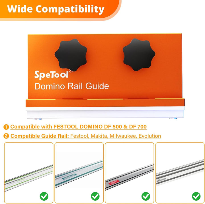 SpeTool Aluminium DomiRail Schienenverbinder, Domino Adapter kompatibel mit FESTOOL DOMINO DF 500 &