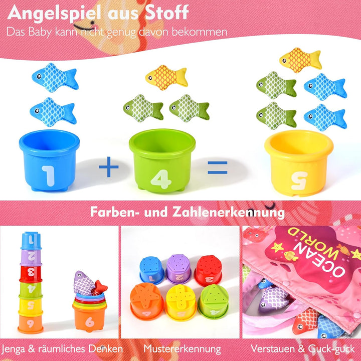 Montessori Spielzeug ab 1 2 Jahr Mädchen, Rosa Angelspiel kinderspielzeug, Baby Spielzeug für 6 12 1