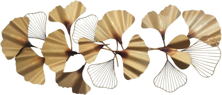 Dekoleidenschaft 3D Wandbild Ginkgo aus Metall in gold, 132x60 cm, Wanddeko, Wandschmuck mehrfarbig