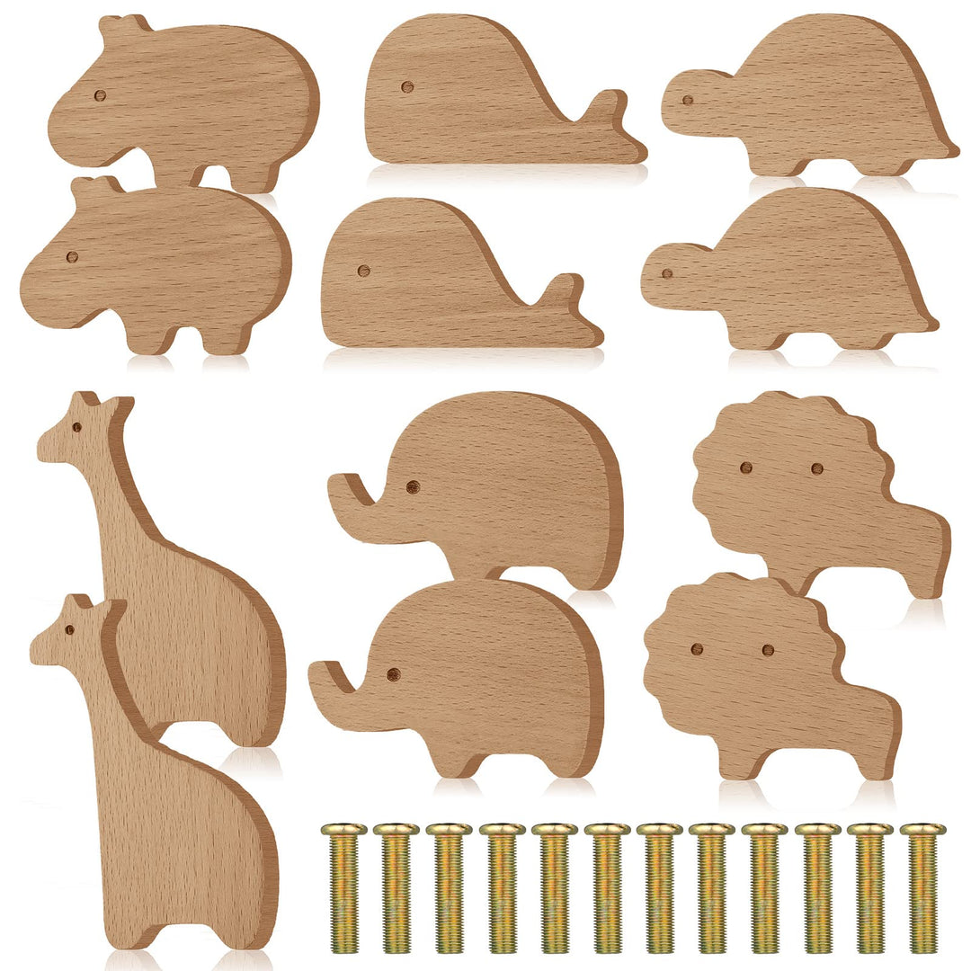 Qunclay Schrankknäufe aus Holz, dekorative Holzknöpfe mit Schrauben, Kommode, Ziehen, Holz, Marine,