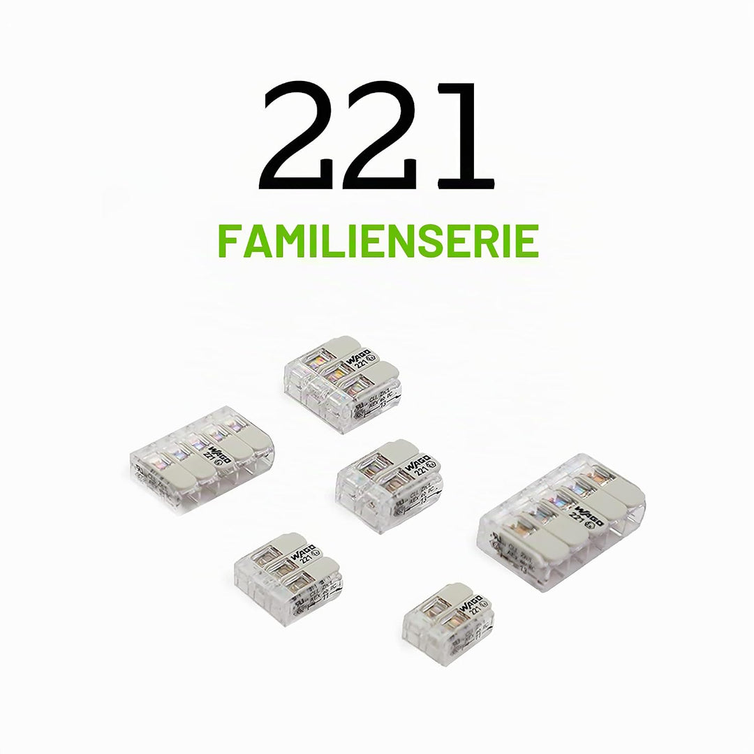 WAGO Verbindungsklemmen 221-483 | 3 Leiter, bis 4 mm², 50 Stück, COMPACT Kabelverbinder mit Hebeln f