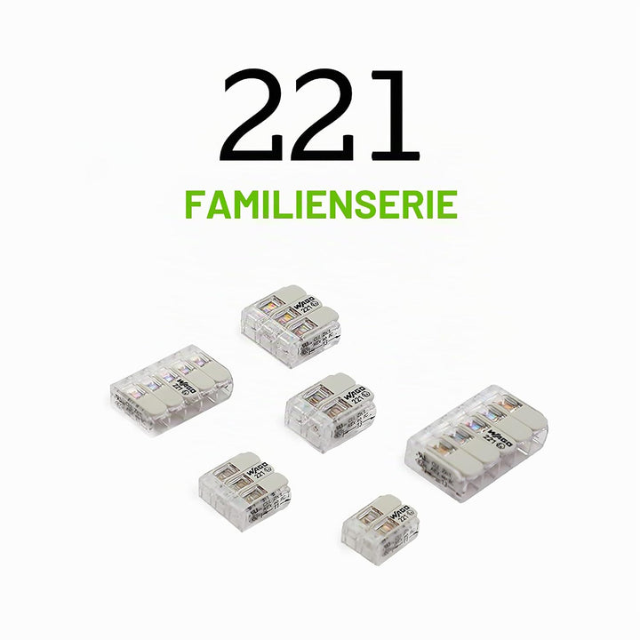 WAGO Verbindungsklemmen 221-483 | 3 Leiter, bis 4 mm², 50 Stück, COMPACT Kabelverbinder mit Hebeln f