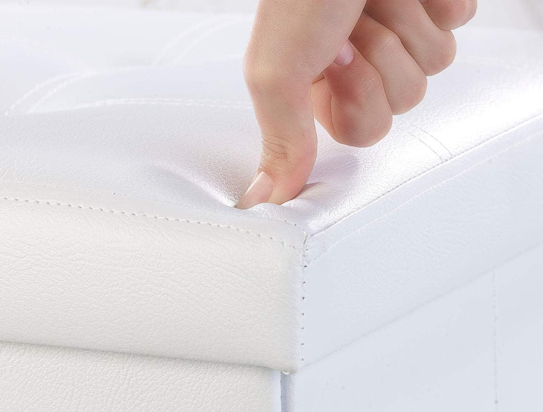 infactory Hocker mit Aufbewahrung: 4er-Set Faltbare 2in1-Sitzbänke und -truhen, 80 l, bis 300 kg, we