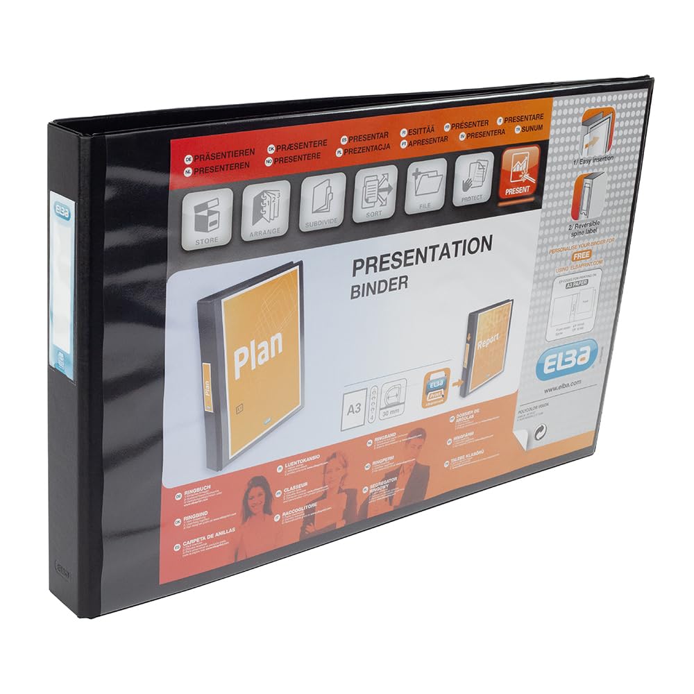 ELBA VISION 55 mm A3 Landschaft 4-Ring-Binder – Schwarz