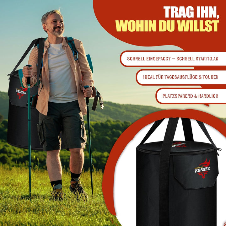 KESSER® Raketenofen Inkl. Grillpfanne aus Gusseisen mit Tragetasche Dutch Oven BBQ Rakete Holzofen C