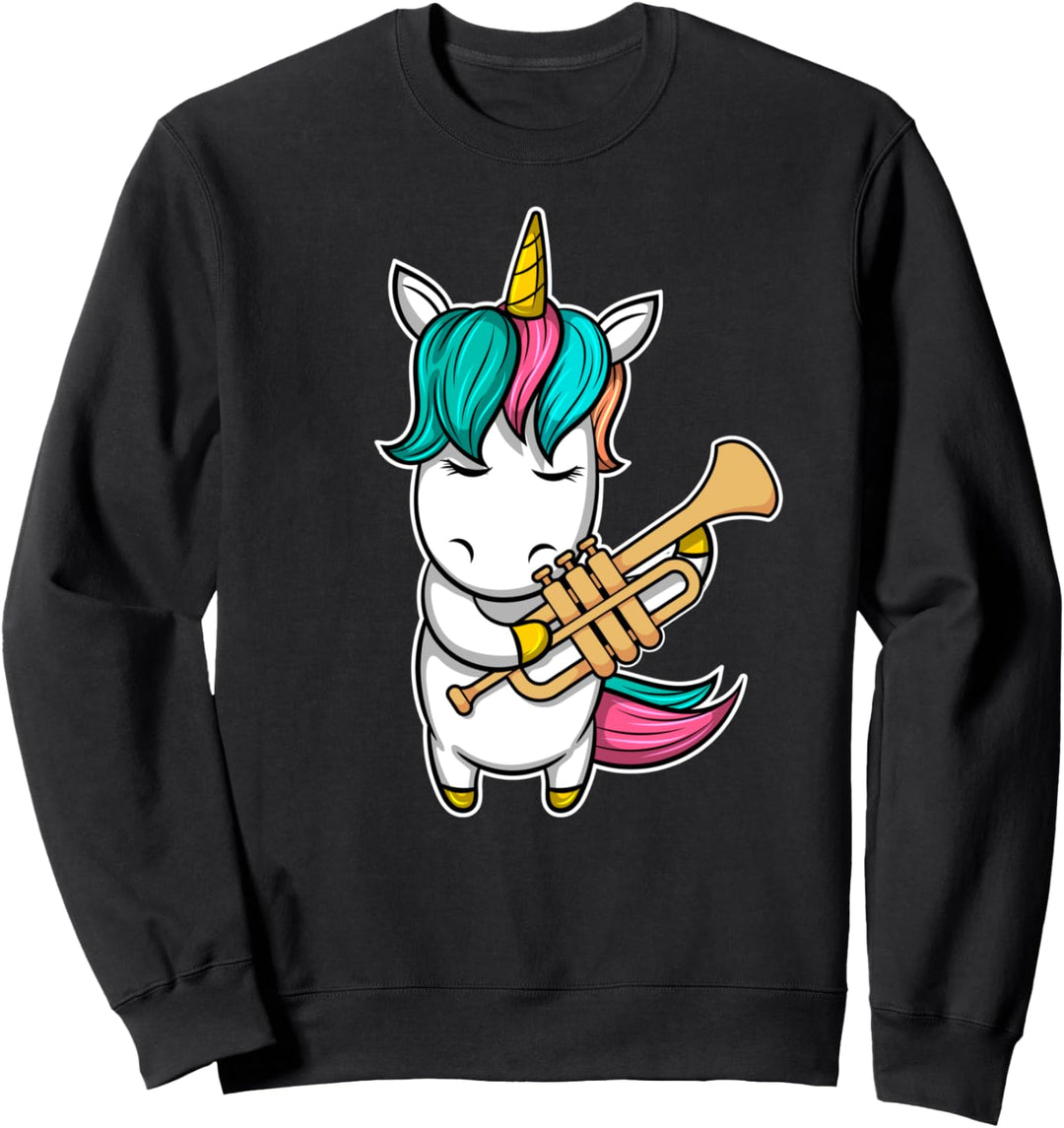 Lustiges Trompeter Design Trompeten-Spieler I Einhorn Sweatshirt