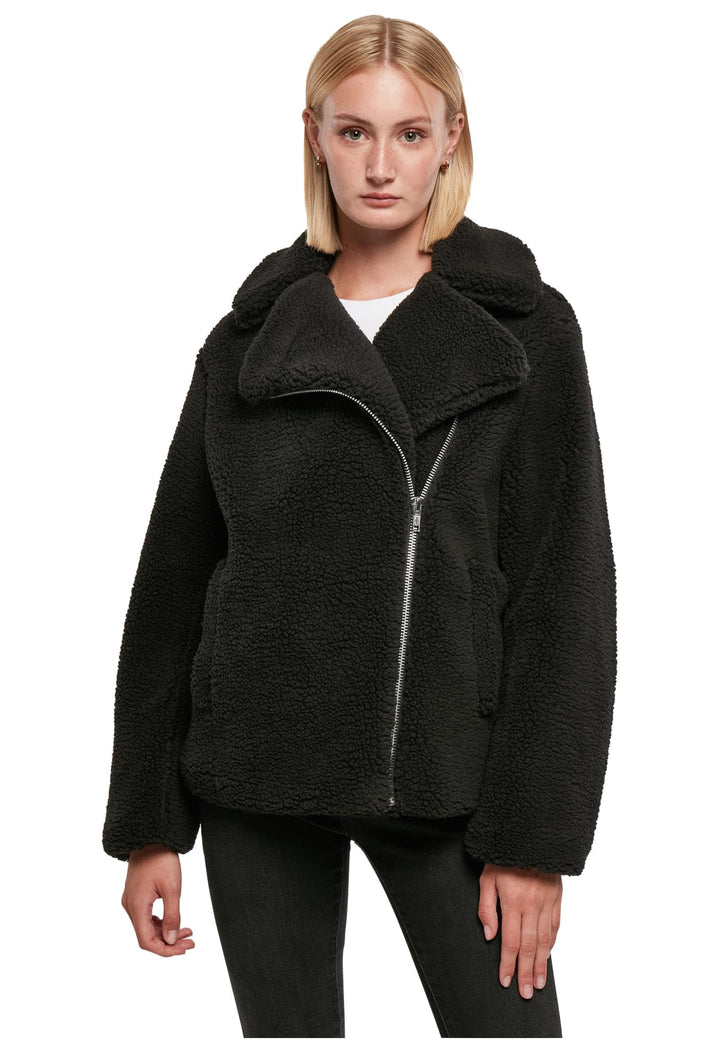 Urban Classics Damen Ladies Sherpa Biker Jacket Jacke XS Schwarz, XS Schwarz