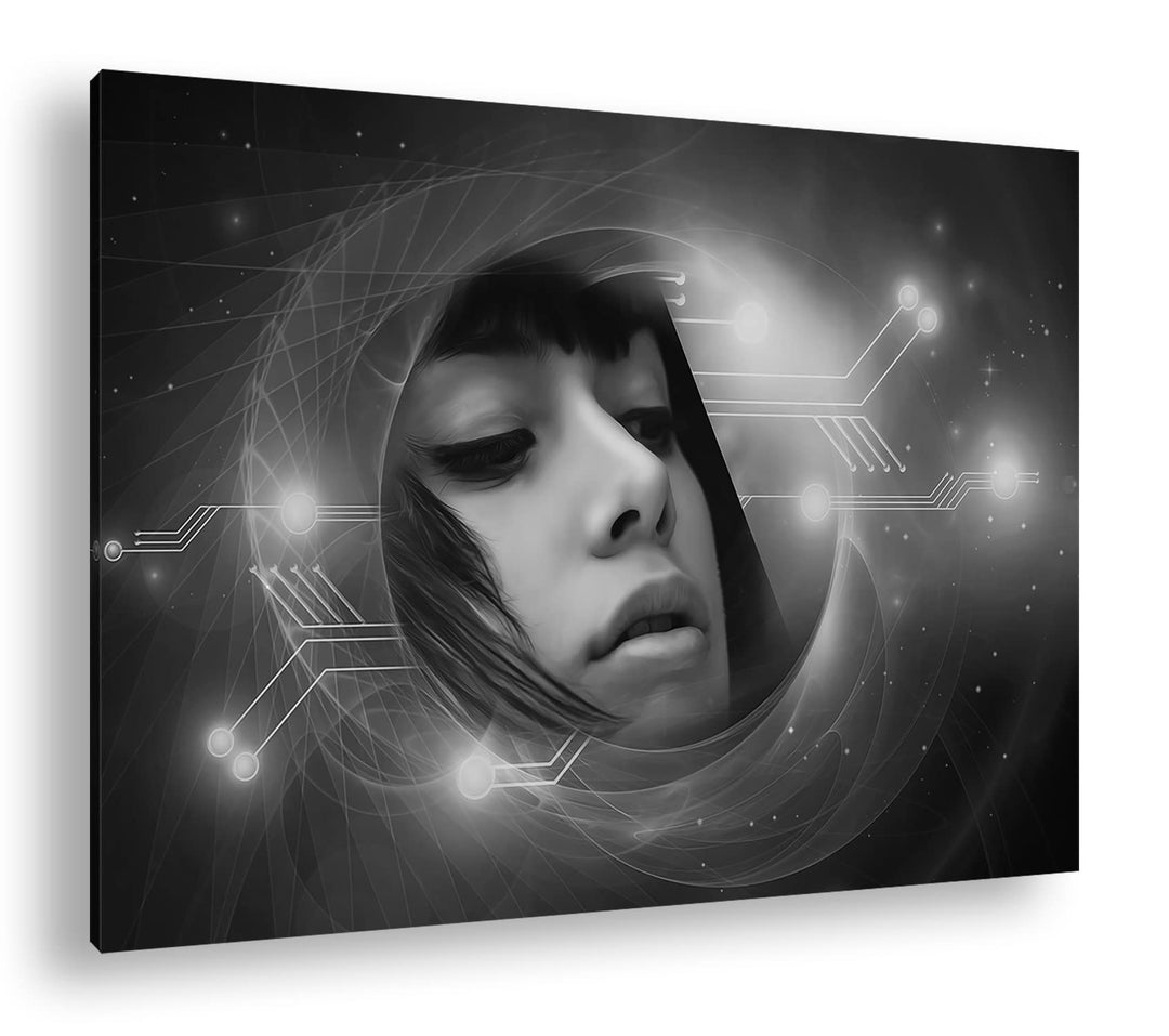 deyoli fantasievolle Science-Fiction Welt Format: 80x60 als Leinwand, Effekt: Schwarz&amp;Weiss, Motiv f