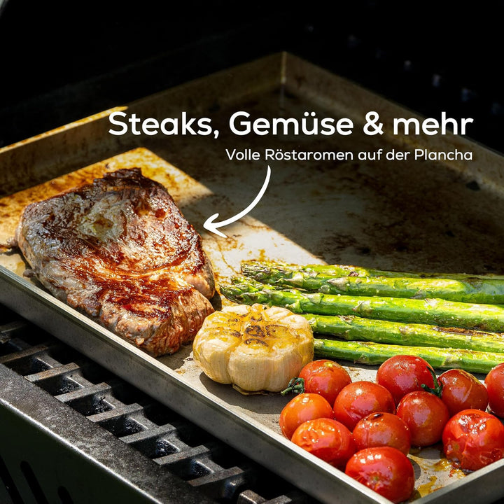 BeHe BBQ Serie Plancha Edelstahl 4 mm – Grillplatte Edelstahl auslaufsicher, BBQ Grillplatte für Gri