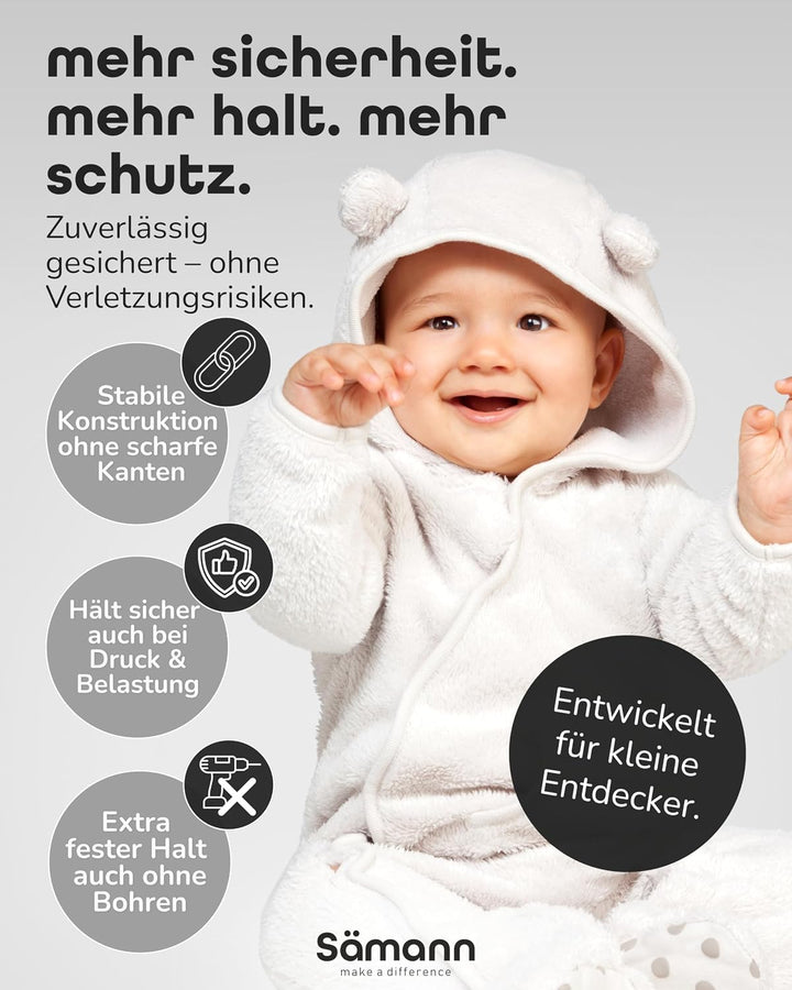 Sämann Türschutzgitter &amp; Treppenschutzgitter I 105-115 cm I Extra Höhe von 77 cm I 3-Fach Sicherung