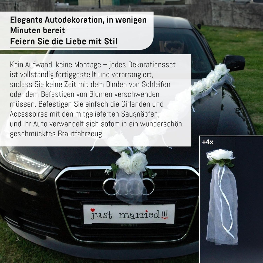 Rosen Girlande Braut Paar Rose Deko Dekoration Autoschmuck Hochzeit Car Auto Wedding ®Auto-schmuck D