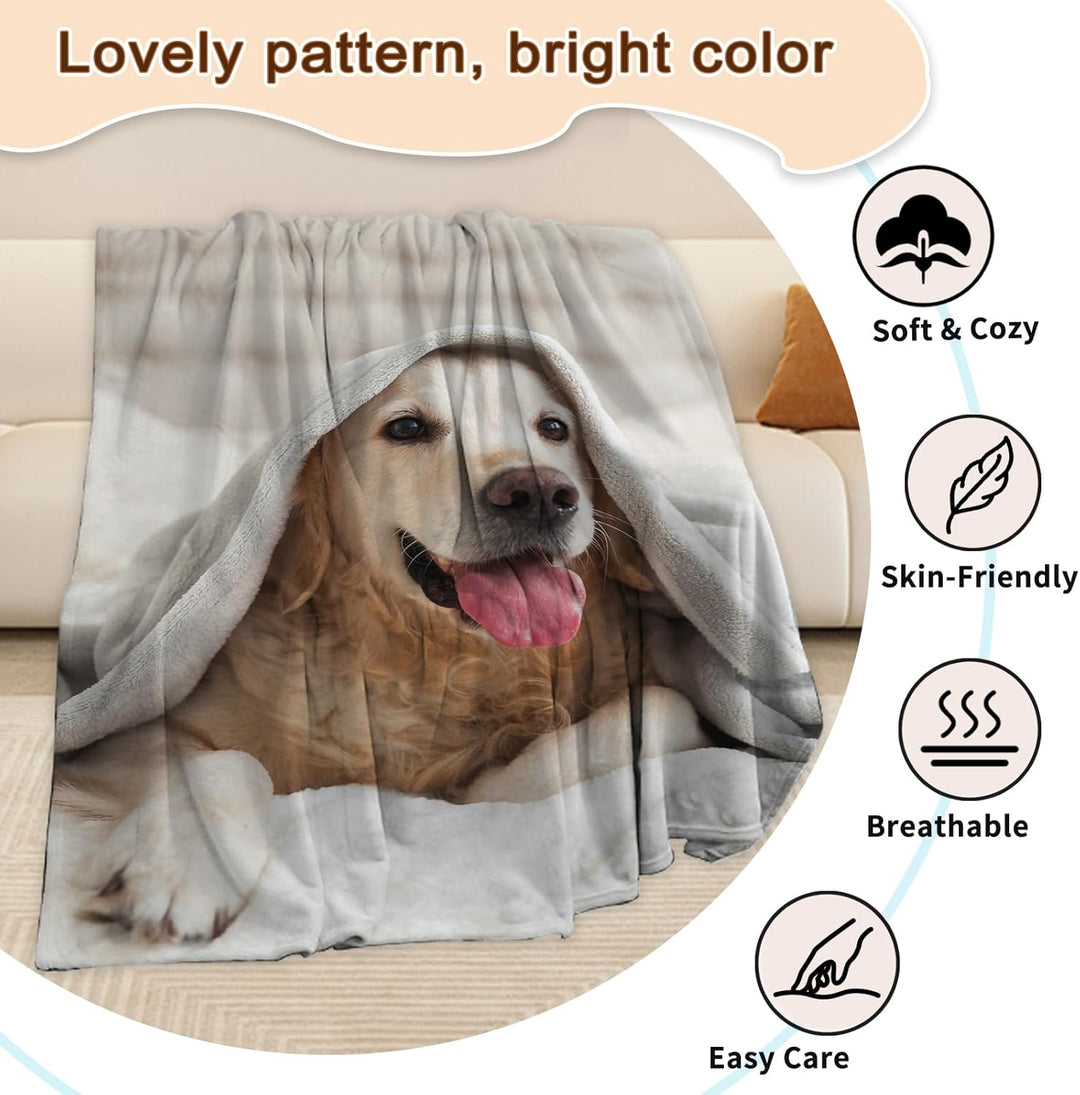 Hund Bedruckt Kuscheldecke, Kinderdecke 3D Druck Tier Hund Flauschige Plüsch Decke,Wohndecke Fleece