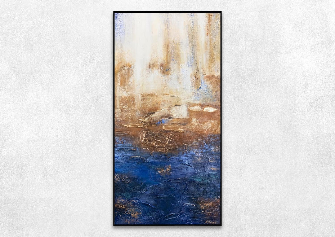 YS-Art Abstrakt Acryl Gemälde auf Leinwand Marine II handgemalt Wandbilder Wohnzimmer modern Wohndek