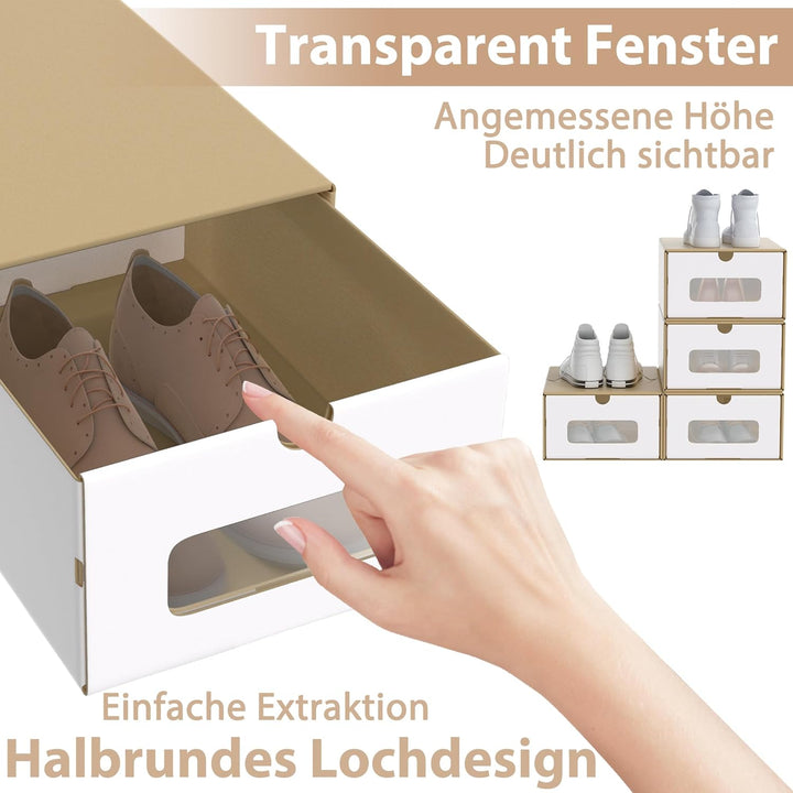 YUENFONG 10 Stück Schuhbox Aufbewahrungsbox mit Sichtfenster & Schublade, Ordnungsboxen Schuhschacht