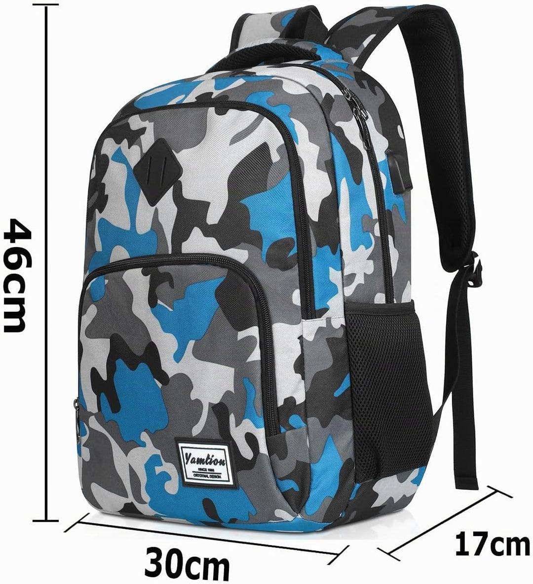 YAMTION Schule Rucksack,Rucksack Jungs Laptop Rucksack mit USB-Ladeanschluss für Herren 15,6 Zoll Zz