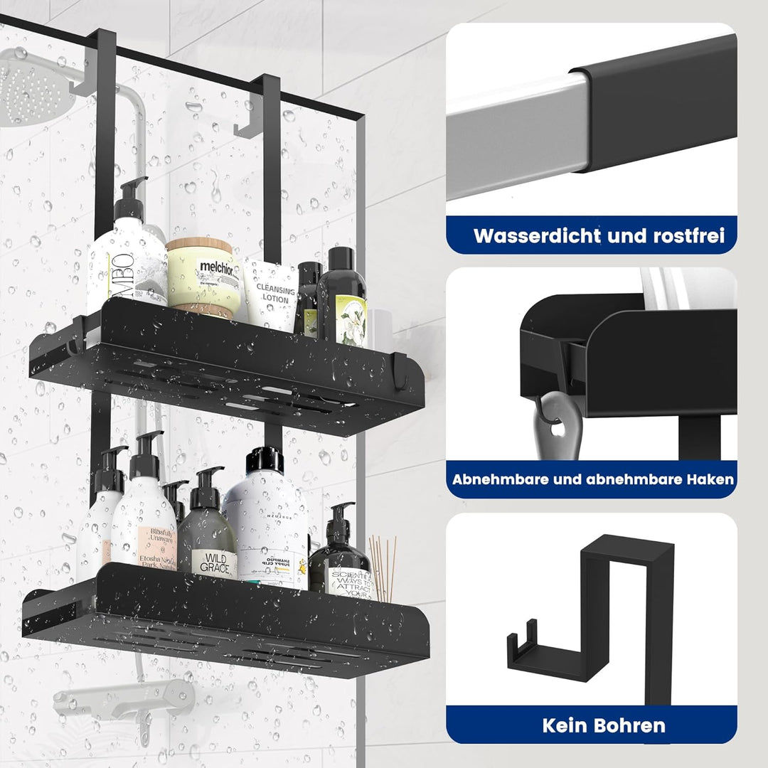 Duschablage Zum Hängen Duschregal Ohne Bohren Schwarz Duschkorb Badezimmer Organizer Shampoo Halteru