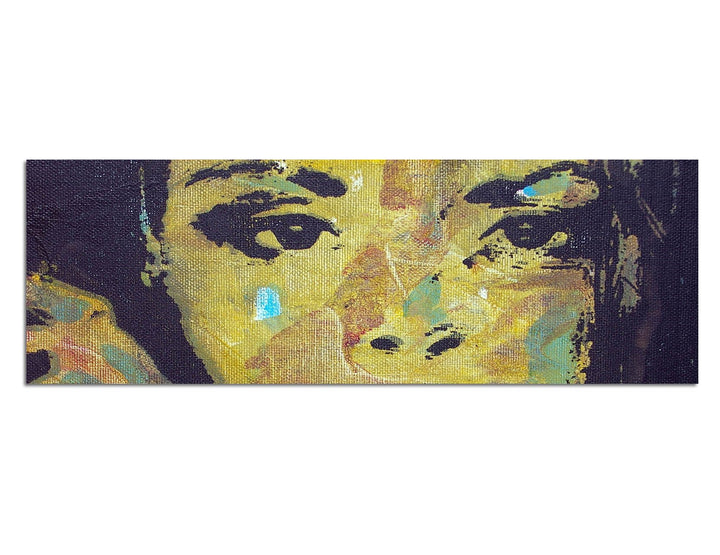 Paul Sinus Art Panoramabild auf Leinwand und Keilrahmen 120x40cm Ölmalerei Frau Gesicht Portrait abs