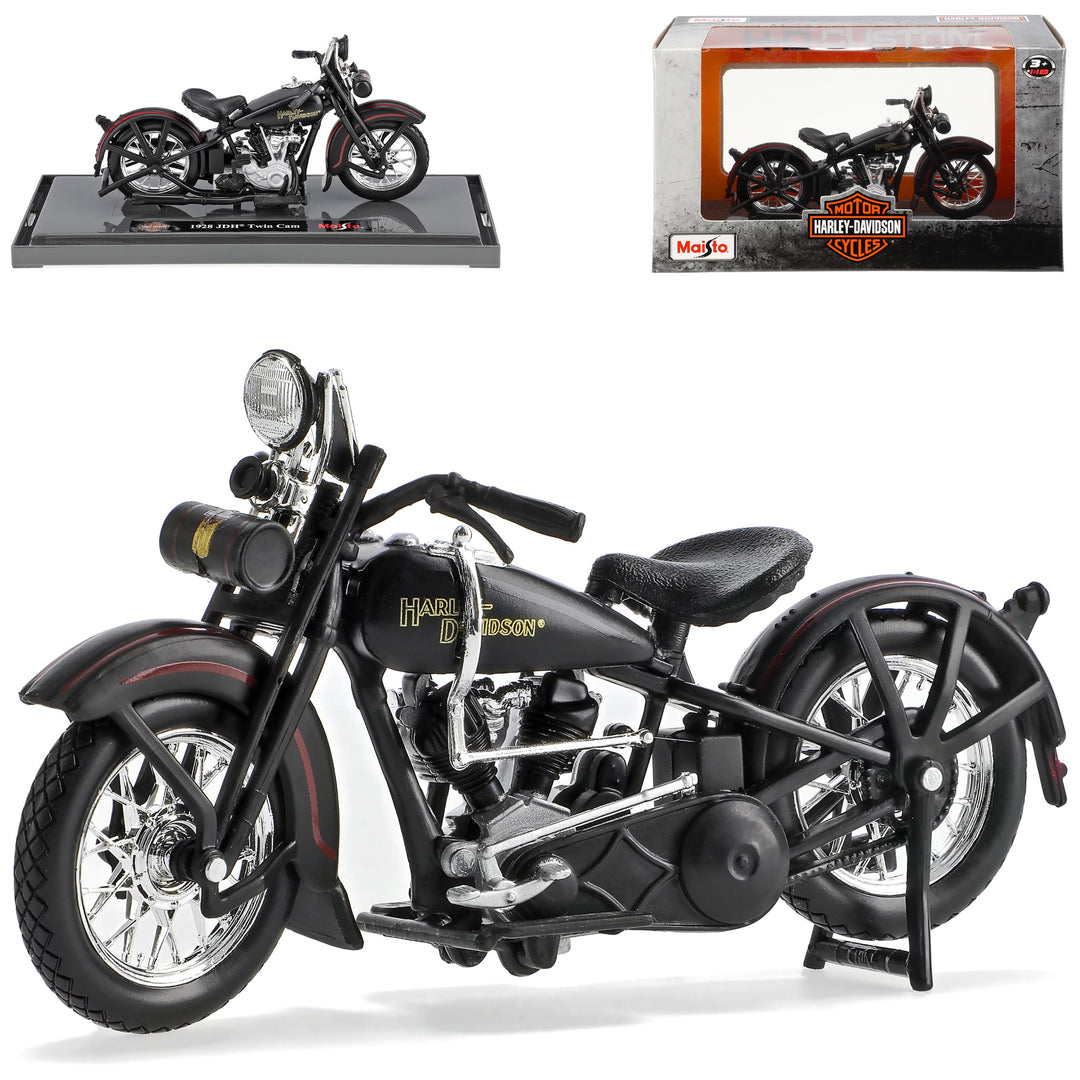 Generisch Harley David. 1928 JDH Twin Cam Schwarz 1/18 M*a*i*s*t*o Modell Motorrad mit individiuelle