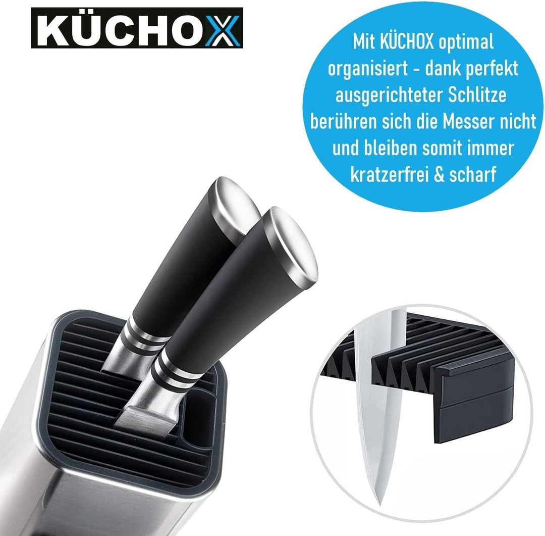 KÜCHOX 2in1 Edelstahl Messerblock Küchenmesser & Küchenhelfer