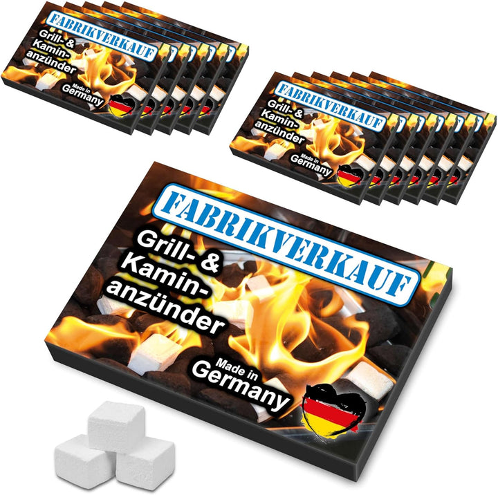 FABRIKVERKAUF (12 Stück / max. 576 Würfel) Weisse Anzündwürfel, deutscher Hersteller, Grillanzünder,