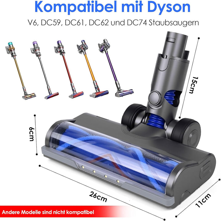 Elektrische Bürste kompatibel für Dyson V6 DC59 DC61 DC62 DC74, Hartboden-Aufsatz mit LED-Licht, Tur