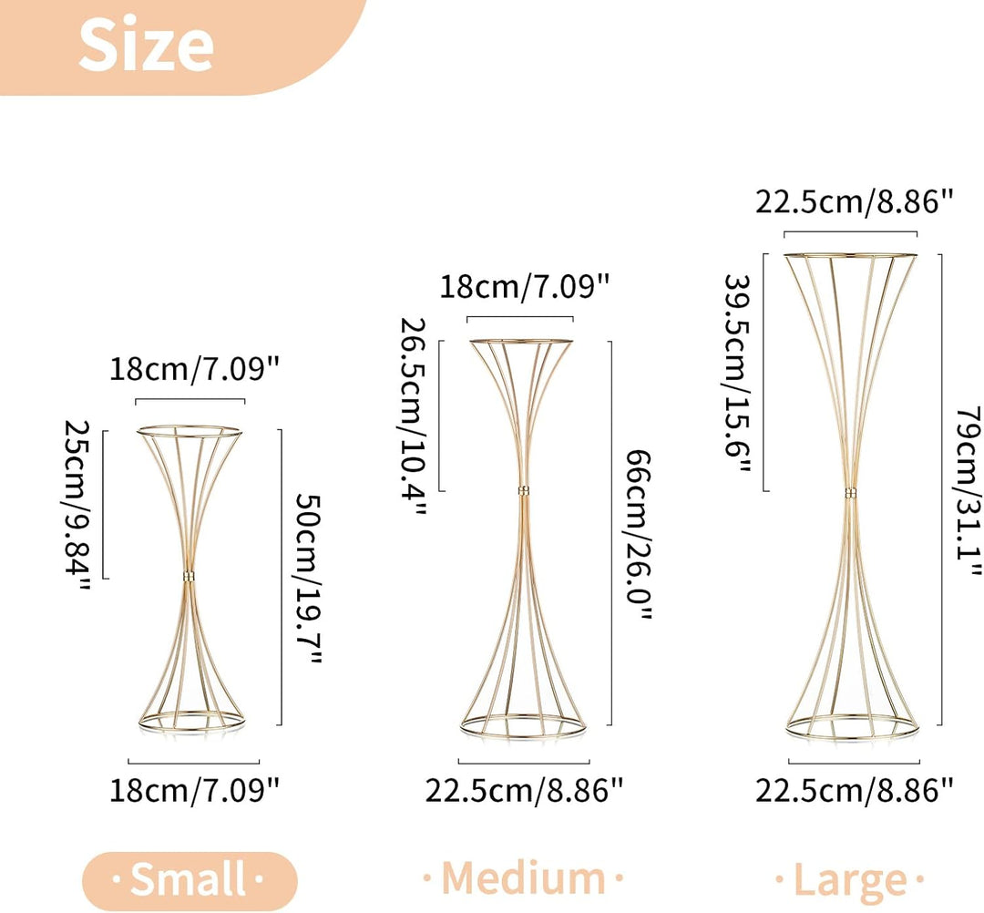 NUPTIO Blumenständer Metall Gold Hochzeit: 2 Stück 50cm Hoch Vase Tischdeko Goldene Blumenvase Tromp