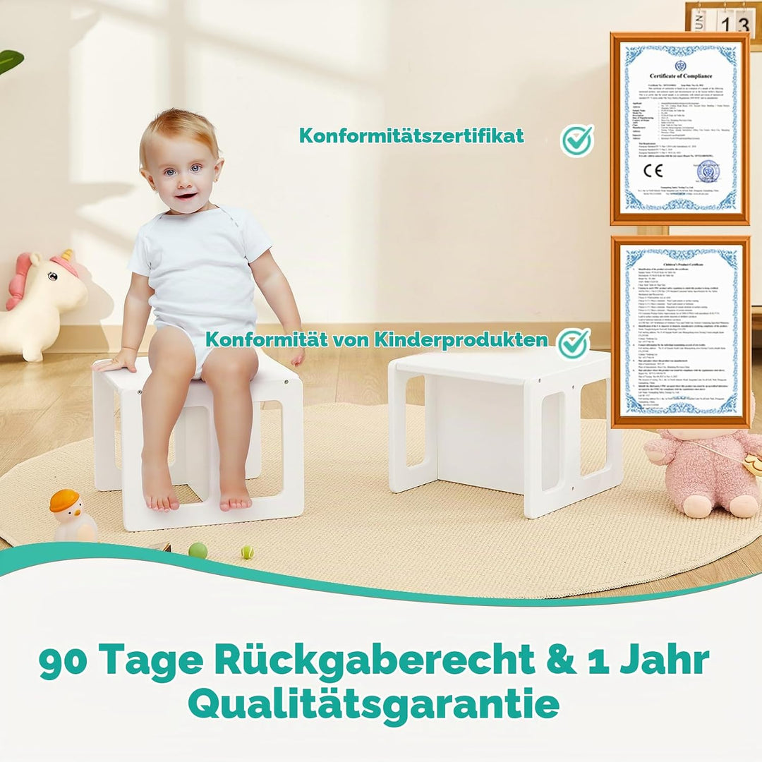 FUNLIO Höhenverstellbarer Montessori Entwöhnungsstuhl für Alter 1-3, Qualitätsstuhl aus Massivholz,