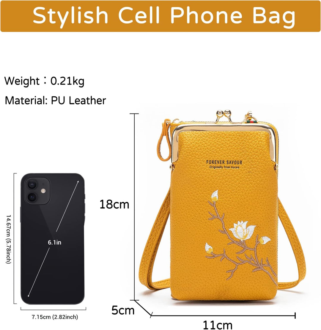PORRASSO Mode Handy Umhängetasche Damen Handytasche Mini Geldbörse Crossbody Bag mit Kartensteckplat
