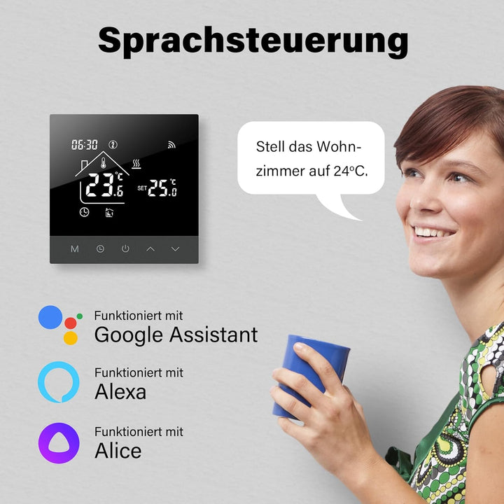 Beok Fussbodenheizung Thermostat Digital, WiFi Wasser Fussbodenheizung Smart Raumthermostat Programm