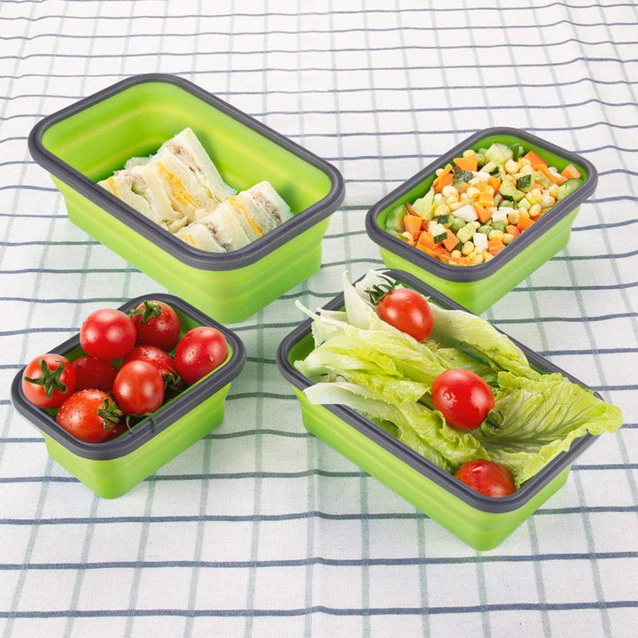 Faltbare Frischhalteboxen 4 PCS Faltbare Frischhaltedosen, Platzsparende Lunchbox für Camping Büro S