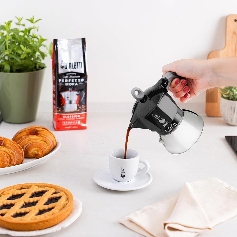Bialetti - Moka Induction, Moka-Kanne, Geeignet für Alle Herdarten, 6 Tassen Espresso (270ml), Schwa