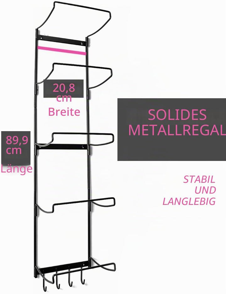 Yogamattenhalter mit 5 Ebenen, Wandhalterung, Metall-Aufbewahrungsregal für Yogamatten/Räder, Schaum