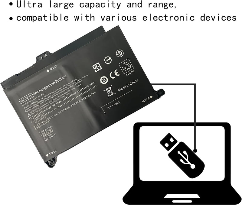 WYGUO BP02XL 849909-850 849569-421 849909-855 849569-542 Laptop-Akku-Ersatz für HP Pavilion 15-AU000