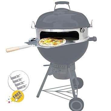 Onlyfire Edelstahl Pizzaofen Komplettpaket PizzaRing für Weber 57 cm Kugelgrill und viele andere Mod