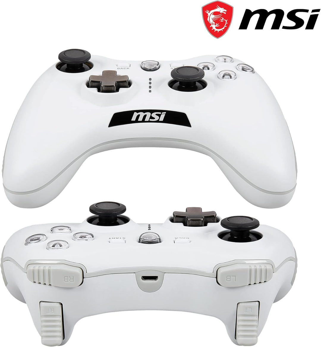 MSI FORCE GC20 V2 WHITE Kabelgebundener PC Gamepad Controller - austauschbare D-Pad Abdeckungen, zwe