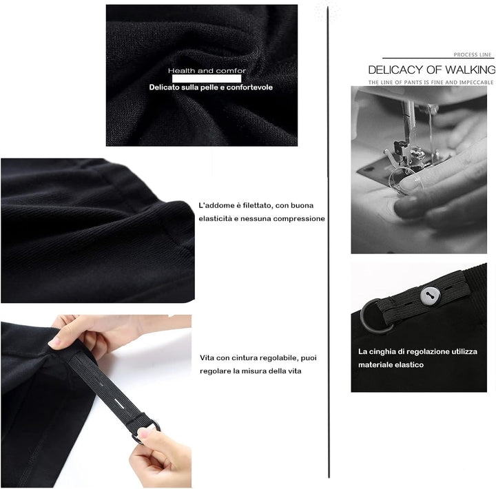 Olamao Umstandshose, schmale Hose mit weitem Bein, Taillenverstellgürtel, modisch, bequem Schwarz S,