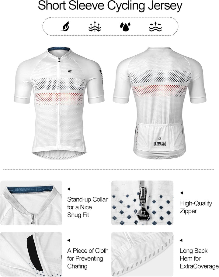 LAMEDA Kurzarm Radtrikot Herren Damen T-Shirt Atmungsaktiv Schnell Trocknen Hautfreundlich Material
