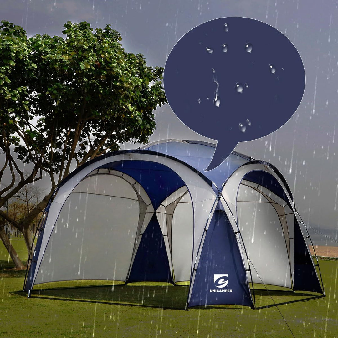 UNICAMPER Event Shelter Pavillon, Strandzelt UPF 50+, 3,6 x 3,6 m, Wasserdicht und Regenfest, Kuppel
