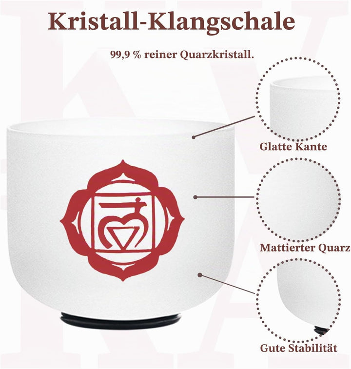 KVKA Kristall-Klangschalen Set, 7-12 inch 432Hz 7-Chakra Heilung Sound Healing Klangschalen für Yoga