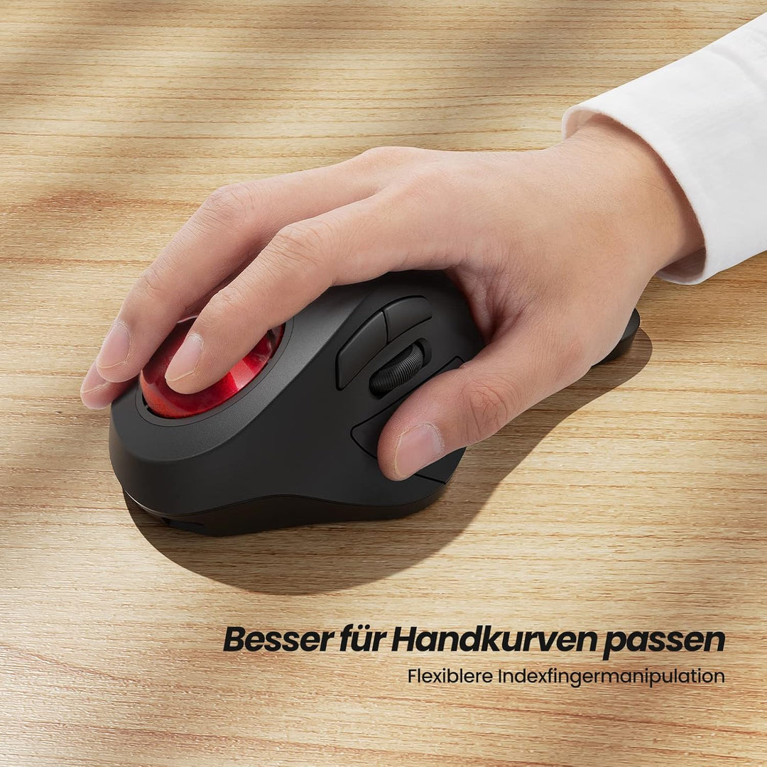 Nulea Kabellose Trackball-Maus,Ergonomisch & Wiederaufladbar,Zeigefingersteuerung,5-stufig DPI (1600